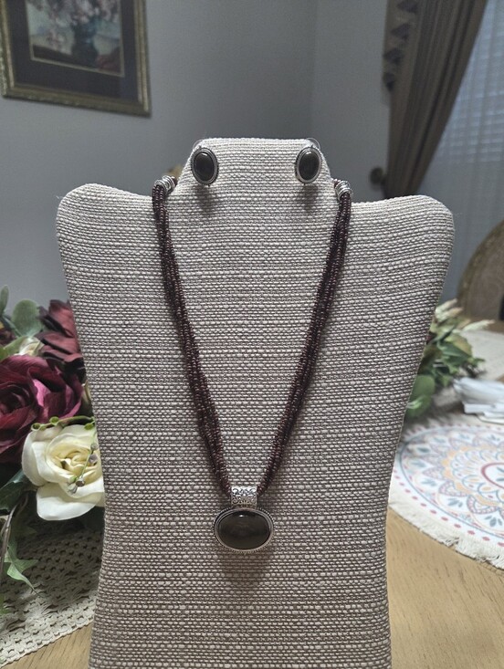 Jewelry - Sterling Silver Smoky Quartz Pendant Necklace in Deep Brown
